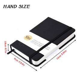 Mix Media Pad,3.5"x5.5" Small Hardcover Leather Art Sketchbook,60 Sheets(112lb/180gsm) Heavyweight Acid Free Artistic Painting Drawing Sketching Paper, Handy Pocket Journal Sketchbook.Black