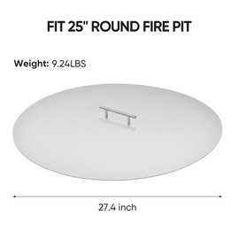 FAHKNS 28" Stainless Steel Round Fire Pit Lid, Fire Pit Snuffer Lid with Handle Fits 25" Inch Round Fire Pit Pan