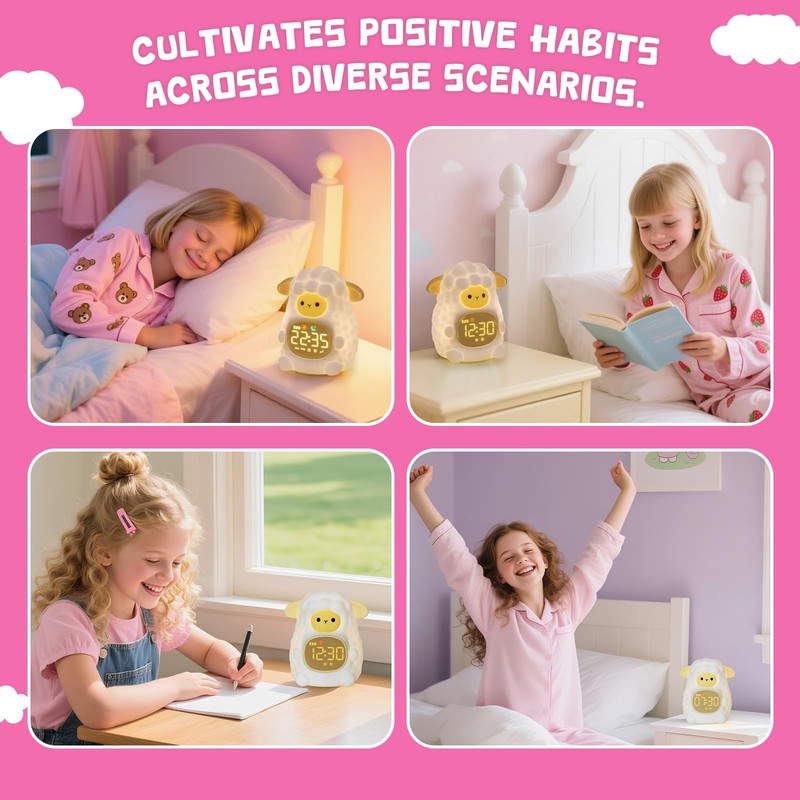 Alarm Clock Child Girl, Alarm Clock with Night Light for