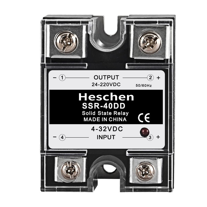 Heschen Single Phase DC/DC Solid State Relay SSR-40DD Input 4-32VDC