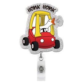 Funny Silly Goose Badge Reel, Honk Honk Cute Badge Holder Retractable Name Tag ID Card Clip for Nursing Student Doctor Medical Worker