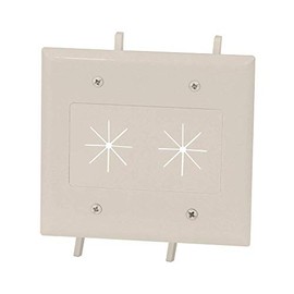 DATA COMM Electronics 45-0015-LA 2-Gang Cable Plate with Flexible Opening - Lite Almond