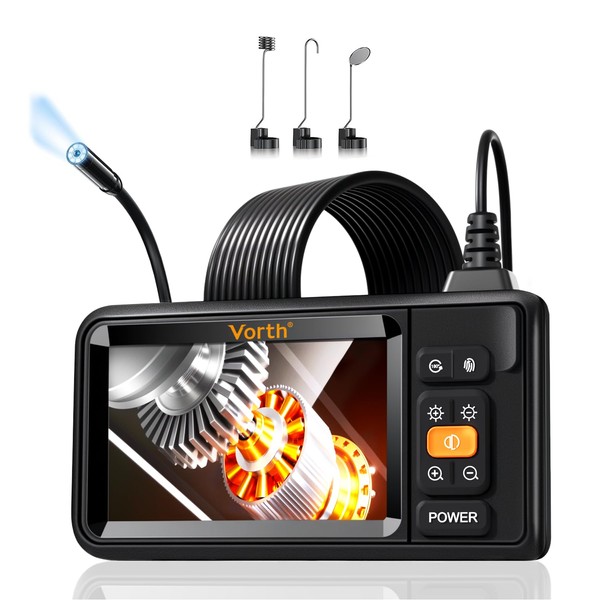 Vorth Endoscope Camera with Light, 4.3" IPS Screen 1080P Borescope