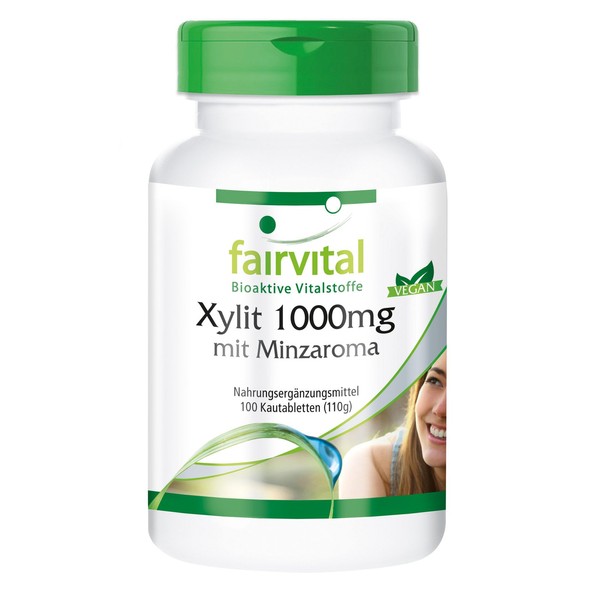 Fairvital Xylitol 1000 mg Tablets with Mint Flavour - High Dose - Vegan - 100 Chewable Tablets