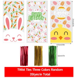 VEYLIN Easter Cellophane Bags,120 Pieces Easter Candy Cookie Bags with Twist Ties for Easter Party Supply（6 Style）