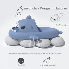 GULAKY Cloud Shark Slides, Pillow Slippers Women's / Men's Slippers, Unisex Bathing Shoes for Summer, sky blue, 36/37 EU