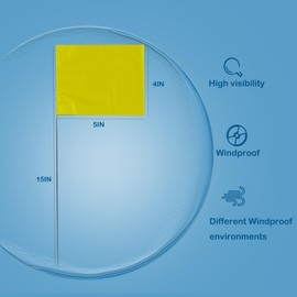 XIJIXI - Paquete de 50 banderas de patio de 15 x 4 x 5 pulgadas para banderas de césped, patio, banderas de encuesta, banderas de riego, banderas de riego (amarillo)