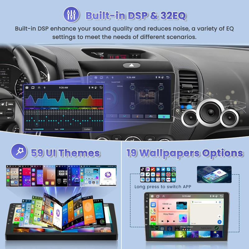 5G WiFi [8-Core 4+64G] Hikity Android 15 for KIA Cerato