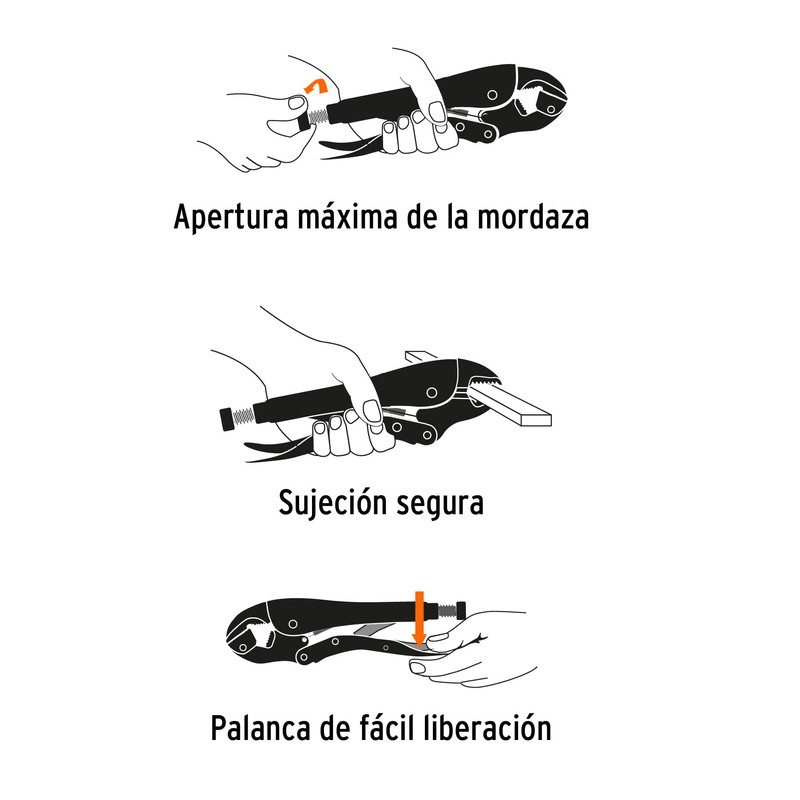 Truper PPT-7R, Pinza de presión 7", mordaza recta, acero al