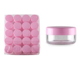 JQYXSS 20 Pieces 5 Gram Sample Containers with Lids ,Plastic Storage Jars Wide-Mouth Containers Jars with Pink Lids, for Makeup, Lotion, Eye Shadow, Powder, and Lip Balms