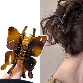 Natunofu Butterfly Hair Clip, Large Hair Clip, Firmly Curled, Stylish, Adult, Cute, High Volume, Strong, Hair Clip, Korean Style, Hair Accessory, For Adults, Hair Clip, 4.3 inches (11 cm), Yukata