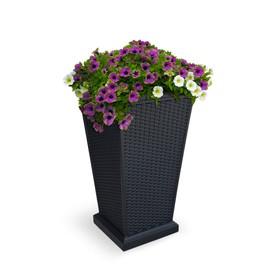Mayne 5863-B Wellington Black Tall Patio Planter, 16x16x28