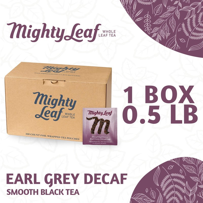 Mighty Leaf Earl Grey Decaf Tea, 100 Tea Pouches