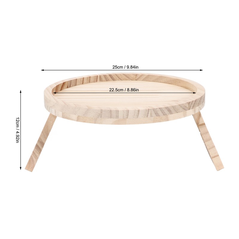 Clip On Tray Natural Bamboo 9.8in Round Home Couch Sofa