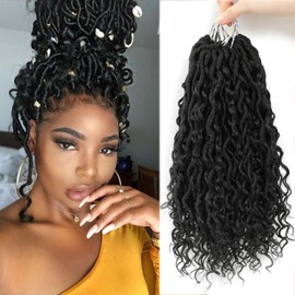 SOKU Goddess Crochet Hooks for Hair Pre Curly River False Loces Wavy with Curly Hair Ends 5 Packs 45cm Soft Bouncy Dreadlocks Crochet Hooks Hair Extensions Synthetic Hair Extensions