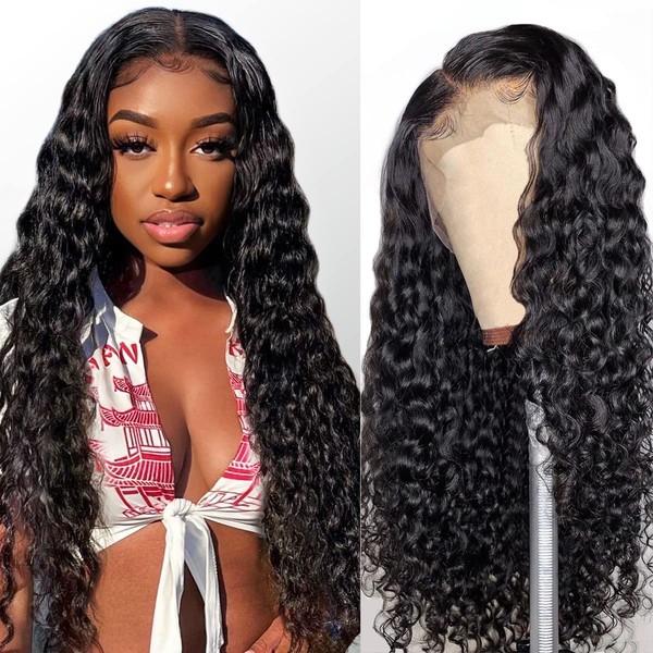 Real Hair Wig Water Wave Curly 13 x 4 Lace Front Wig Human Hair Wigs for Black Women Wig Women Real Hair Long 40 cm