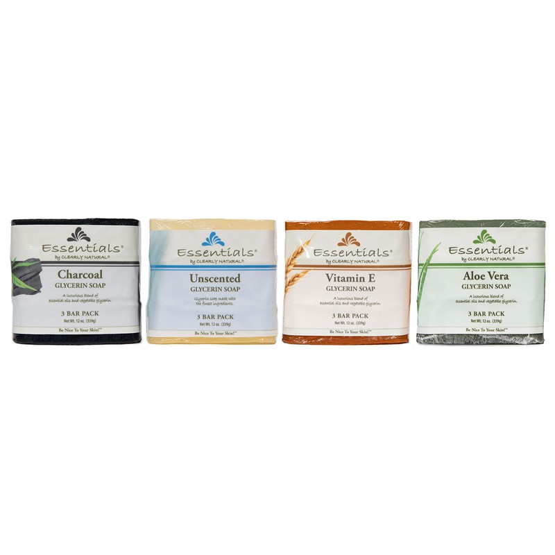 Clearly Natural Essentials Glycerin Bar Soap, Unscented, 4 Ounce, Pack