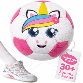 Move2Play, Hilariously Interactive Toy with Music & Sound Effects for Boy & Girl | Ball for Toddler & Baby | 6, 12, 18+ Months | 1, 2, 3+ Year Old (Soccer Ball Pink)