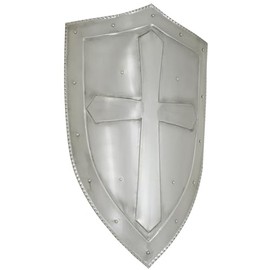 Medieval Warrior Functional Knight Crusader Cross Shield Silver