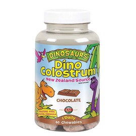 KAL Dino Colostrum - Natural Dark Chocolate Flavor - Bovine Colostrum for Immune Function, Tissue Growth & Repair, and General Well Being Support for Kids - 60 Chewables, 60 Servings