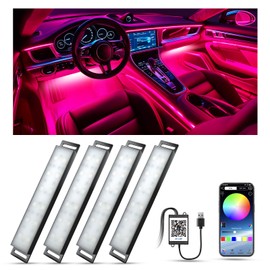 YiLaie Car Interior Lighting LED with App Control and 16 Million Colours, Music Mode, Colour Memory, Car Accessories, Interior Decoration, Gifts for Men and Women, DC 5 V
