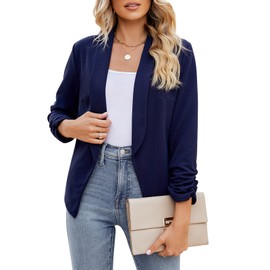 Cropped Blazer for Women Navy Blue Blazer for Women Ladies Cardigan Work Office Suite 12-14