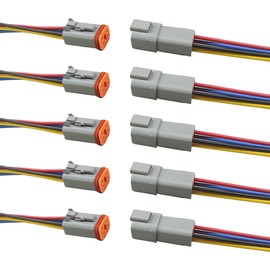 4 Pin Deutsch Car Waterproof Electrical Connector with 17AWG Cable Wire, 4 Way Automotive Male and Female Plug Wiring Harness, 4 Wire DT Pigtail for Cars, Boats, Trucks