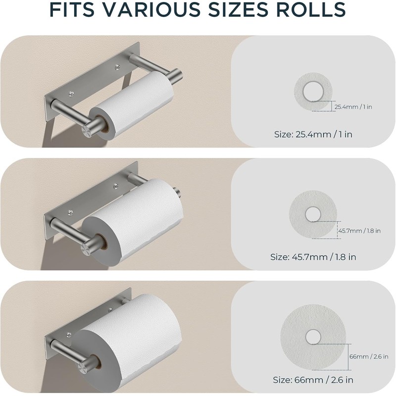 FORIOUS Adhesive Toilet Paper Holder Brushed Nickel, Self Adhesive or