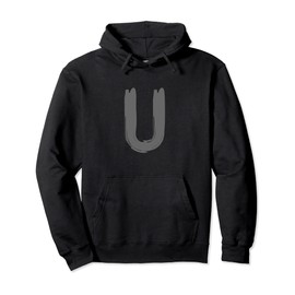 Creative Bold Dark Grey Letter U - Alphabet - Marker Design Pullover Hoodie