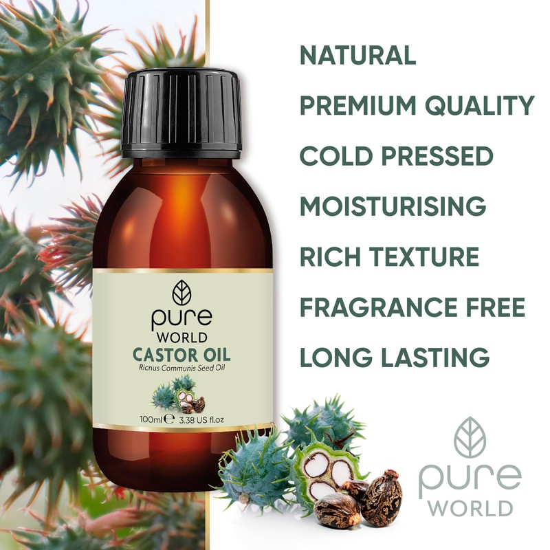 Pure World Castor Oil 100ML. Cold Pressed 100% Pure and