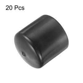 sourcing map 20pcs Rubber End Caps 46mm ID Vinyl Round Tube Bolt Cap Cover Thread Protectors Dark Gray