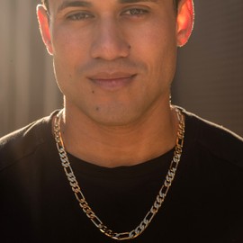 LIFETIME JEWELRY Beveled Figaro Chain Necklaces for Women and Men 24k Real Gold Plated  (6.5mm, 8mm, 9.5mm & 11mm) (20 inches, 9.5mm, Gold)