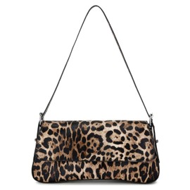 RAVESSIA Women's Small Retro Vintage Vegan Leather Flap Shoulder Bag (Cheetah Print)