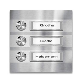 Doorbell Stainless-Steel 3 Push-Buttons – LED-Illumination of nameplate & Push-Buttons (Nameplate Without LED-Lighting, Without LED)