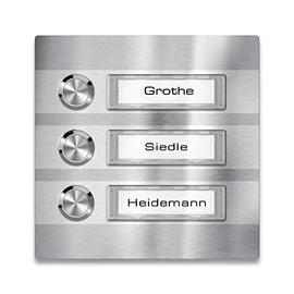 Doorbell Stainless-Steel 3 Push-Buttons – LED-Illumination of nameplate & Push-Buttons (Nameplate Without LED-Lighting, Without LED)