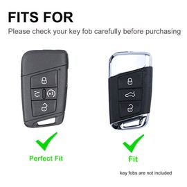 Key Fob Cover for VW with Keychain Soft TPU Car Key Shell Case Protector Compatible with Volkswagen Tiguan Atlas Jetta Passat Golf Alltrack (Green)