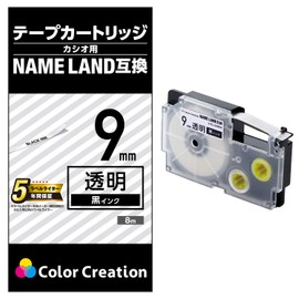 Color Creation ネームランド テープ 互換 9mm 透明 8m 黒文字 CTC-CXR9X