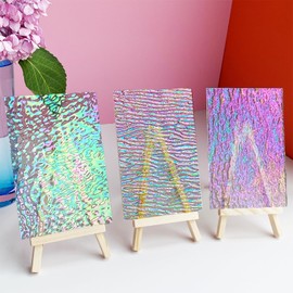 ILLUCKAI 12 Sheets Clear Textured Stained Glass Sheet, 4 x 6 inch Rainbow Iridescent Cathedral Art Glass Variety Textures, Stained Glass Supplies for Stained Glass Projects and Mosaic Crafts