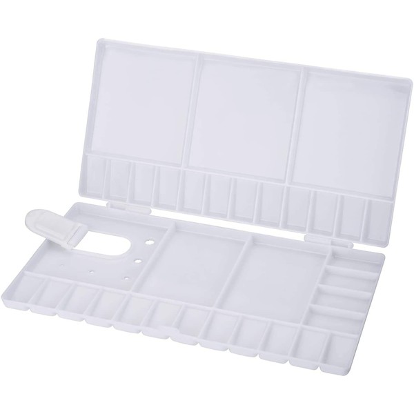 UNIKAttic Plastic Watercolor Palette with 33 Compartments, Thumbhole, Brush Holders,