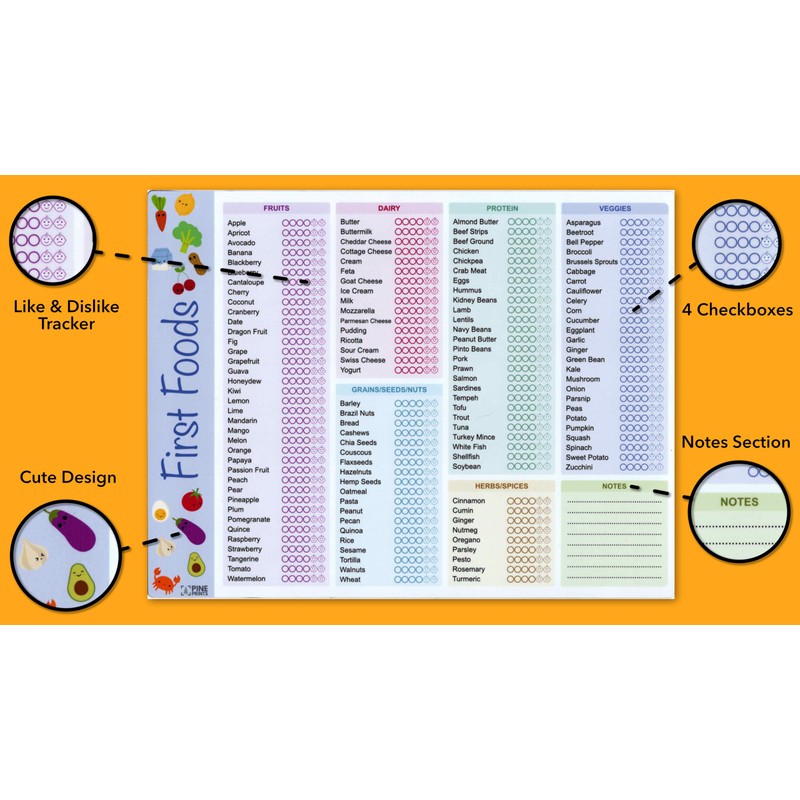 Baby First Foods Tracker, High Quality Fridge Magnet Dry Erase