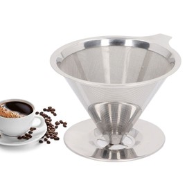 Topyond Pour Over Coffee Dripper, Stainless Steel Reusable Coffee Filter, Cone Paperless Coffee Maker with Non-Slip Stand, Drip Coffee Brewer for 1-2 Cups, Travel & Home Use