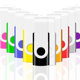 64GB USB Flash Drive 10 Pack, USB Drives 64GB JBOS Memory Stick Swivel Gig Stick Flash Drives 64GB USB2.0 Pendrive, Thumb Drives 10 Pack, Zip Drive, Jump Drive, 64GB USB (Mixed Colors)