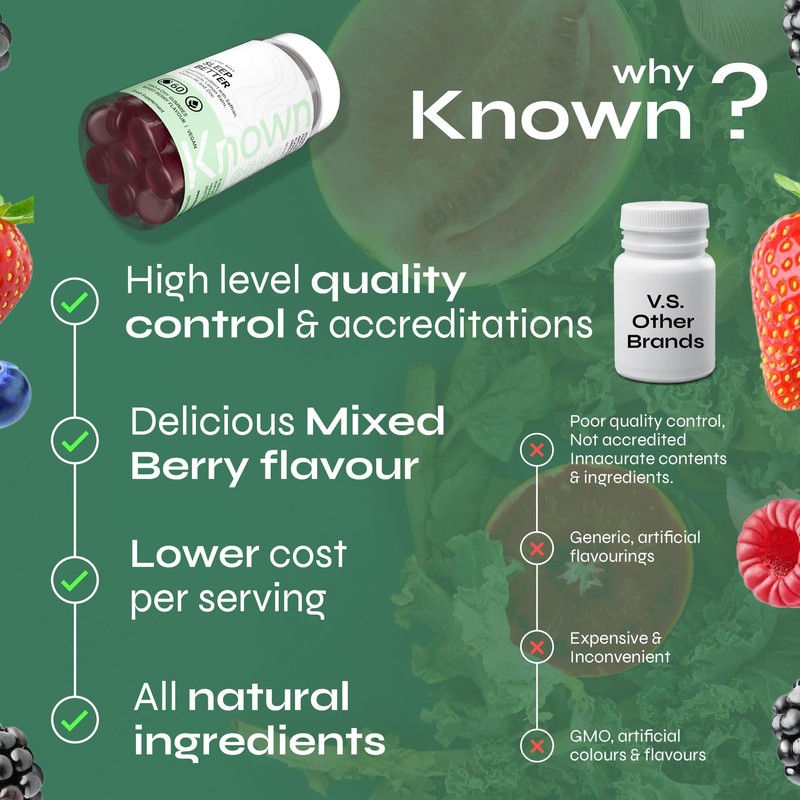 Known Tasty Sleep Better Gummies - Sugar-Free - Saffron, Lemon