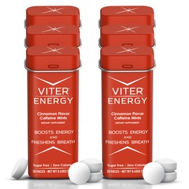 Viter Energy Caffeine Mints (120 Pieces) - 40mg Caffeine, Sugar Free, Vegan, B Vitamins Complex, Energy Supplement Caffeine Pills (Cinnamon, 6 Pack)