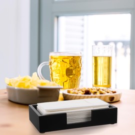 Molain 2 Pack Paper Towel Holder Countertop, 2 Inch Tall Wood Guest Napkin Dispenser Flat Napkin Basket Sink Tray Toilet Tank Topper for Home Kitchen Bathroom Desk Counter Drawers Hotel Cocktail Party