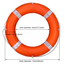 30" Boat Throw Rings with Water Floating lifesaving Rope 98.4 feet, Life Ring with Fluorescent Reflective Strip, White Grab Lines