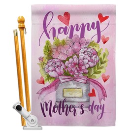 Ornament Collection HS192163-P3 Mommy Love You Inspirational Faith & Religious Decorative Vertical, House Flag Set 28"x 40" w/Flagpole, Multi-Color