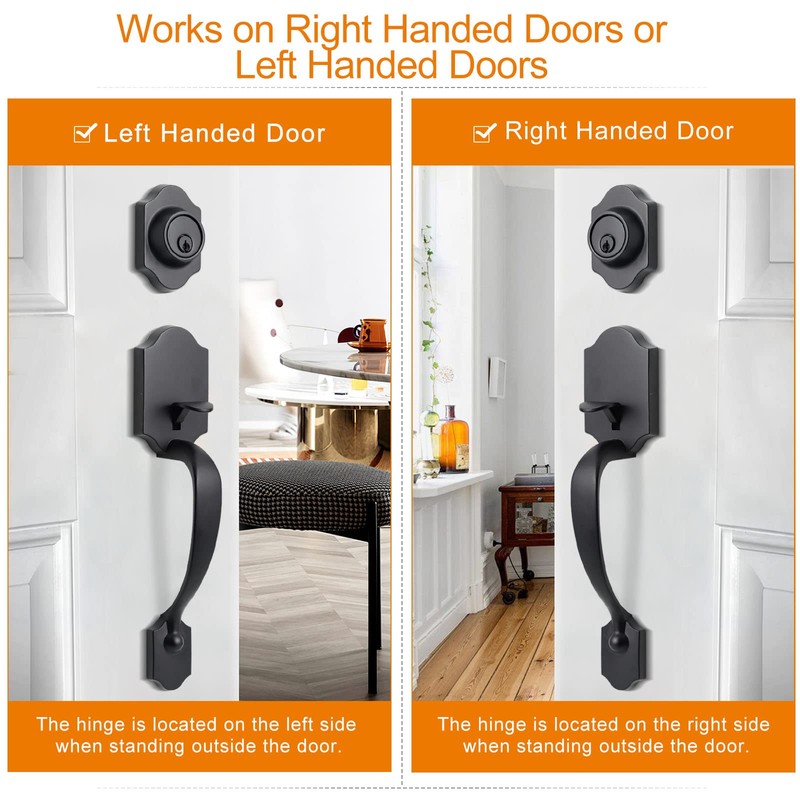 Natsukage Front Door Handle Heavy Duty Entry Lock Matte Black
