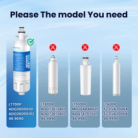 GOLDEN ICEPURE RWF1200A Refrigerator Water Filter Replacement for LG LT700P, ADQ36006101, Kenmore 46-9690, ADQ36006102, LFXS30766S, Replacement Water Filter 4PACK