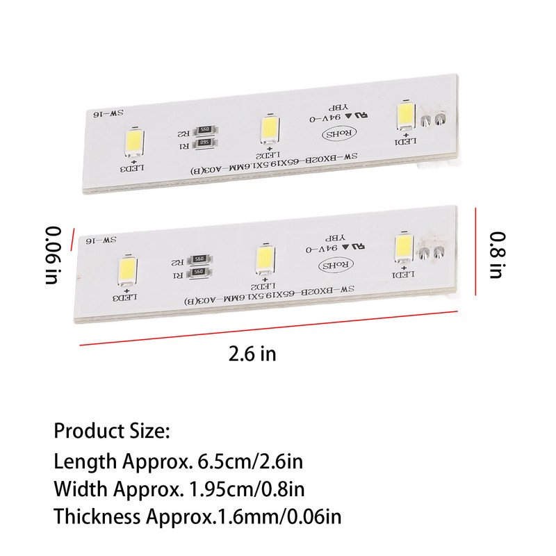 2Pcs Refrigerator LED Light Strip Bar Replacement Freezer Refrigerator Light